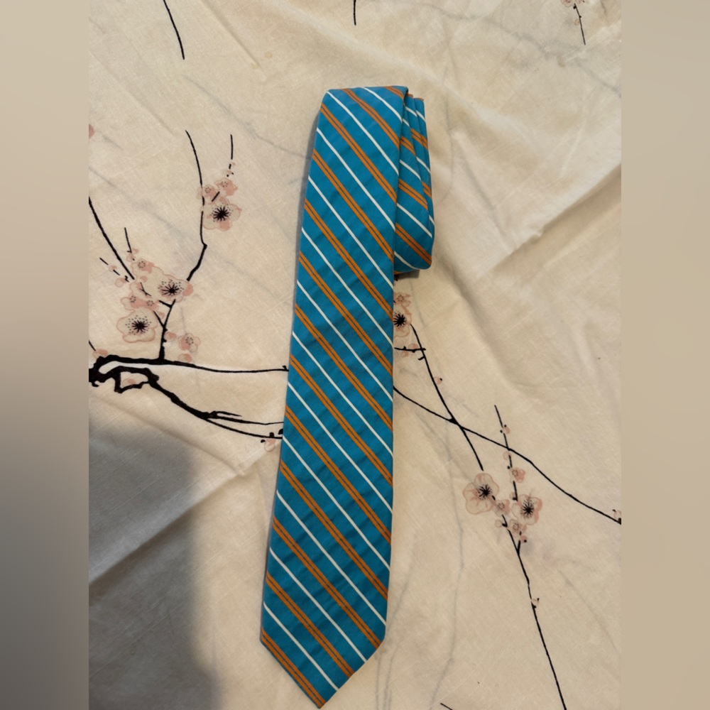 Tommy Hilfiger blue and orange Striped Men's Tie